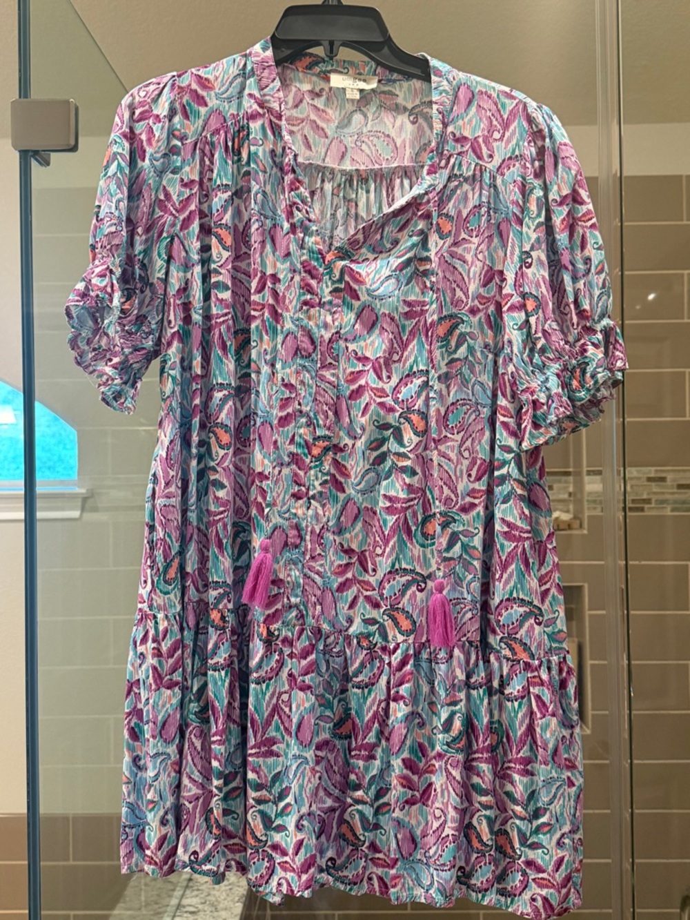 Umgee Multicolor Floral Print dress in Purple and Teal
